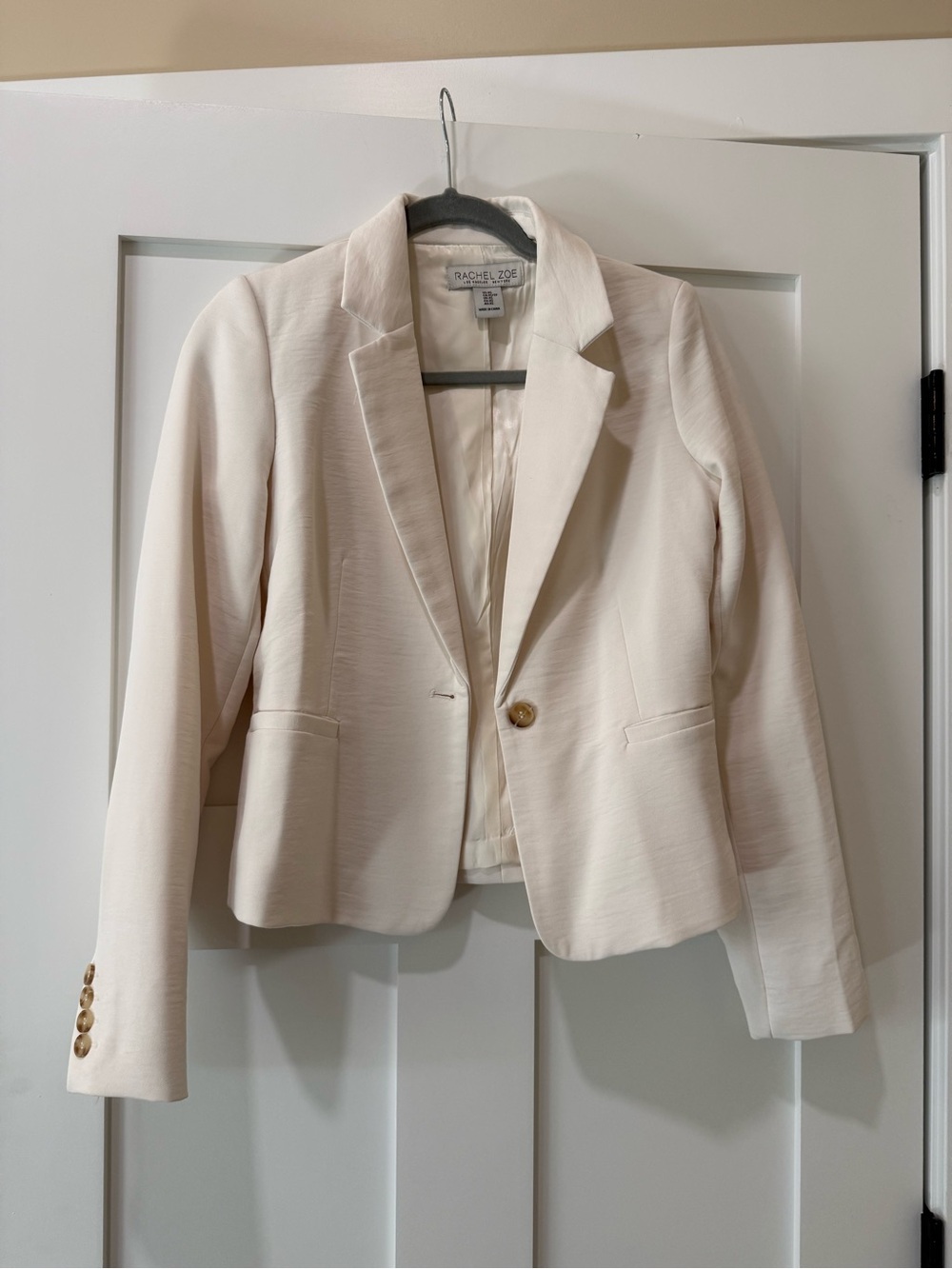 Rachel Zoe Ivory Single-Button Tailored Blazer